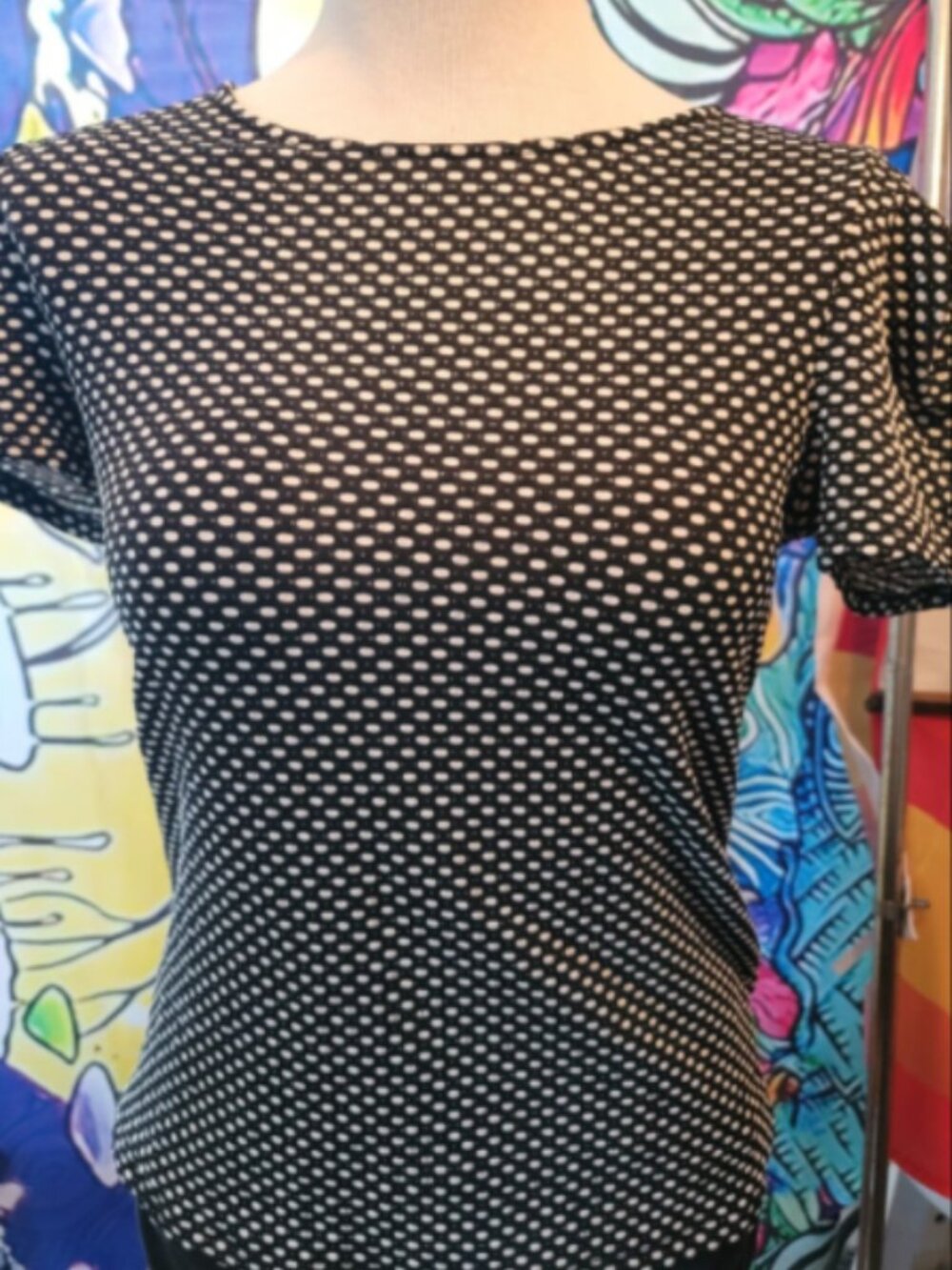 Forever 21 Black & White Mesh Top